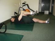Leg Stretching: double and single leg pulls lying